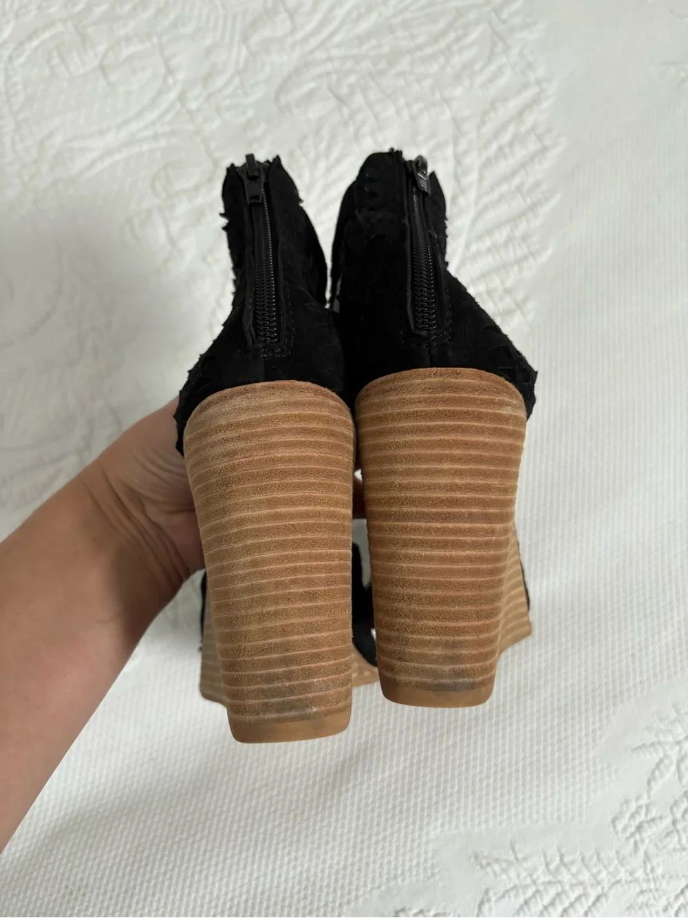 Jeffrey Campbell Del Sol wedges laser cut suede size 7.5